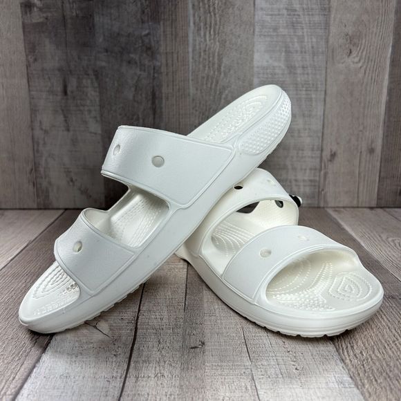 Crocs Women's Classic Slide Sandal Comfort Two Strap Slip On White Size 8 - Picture 2 of 13